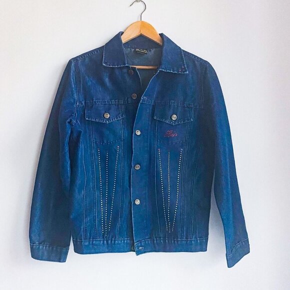 Vintage 1999 Graceland  Denim Jacket bedazzled Fan Souvenir S/M - Picture 1 of 7